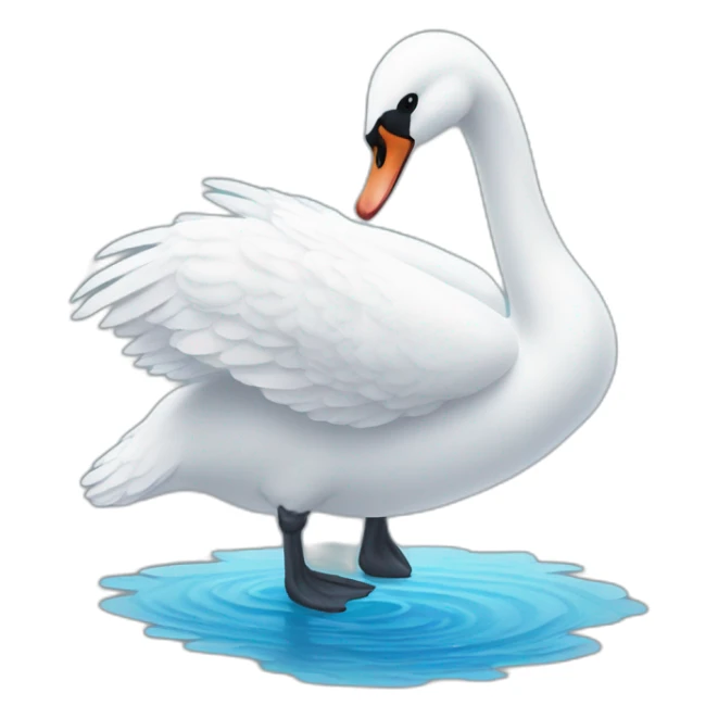 Swan with heart on the wing  sticker