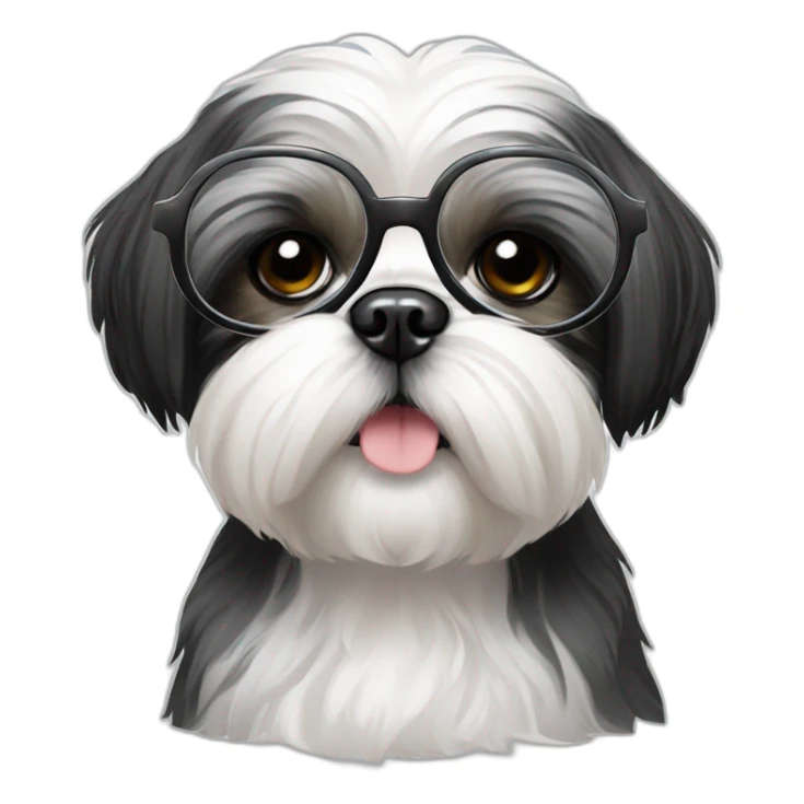 black and white shih tzu in glasses sticker