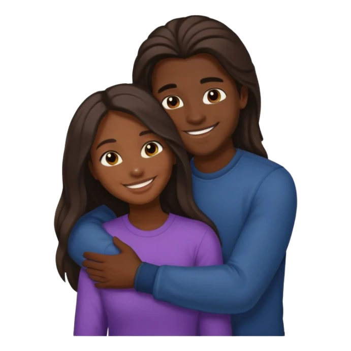 dark skin girlfriend hugs light skin boyfriend with long hair  sticker