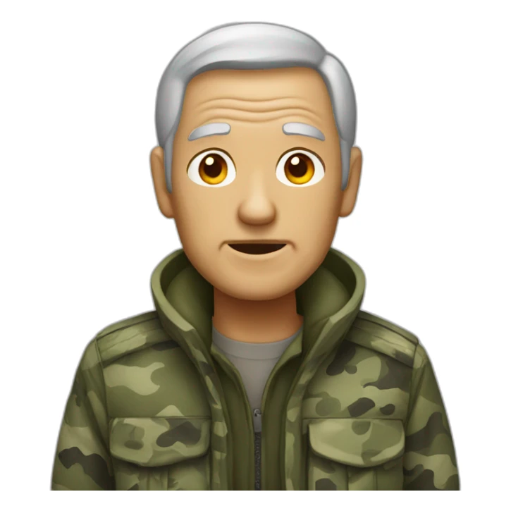 old man with gray hair dressed in camouflage sticker