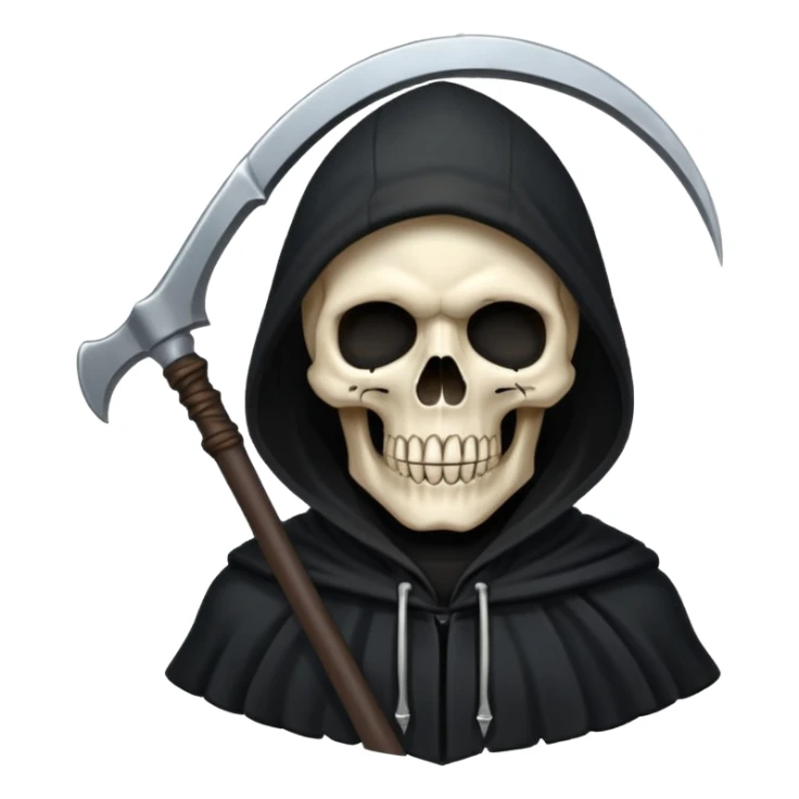 zoomed black hood skull big scythe sticker