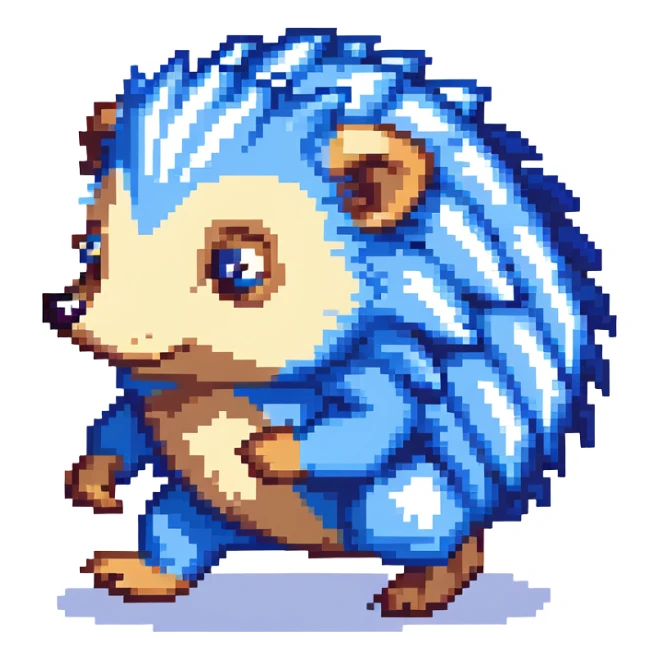 scene of a blue spiky hedgehog running fast through a vibrant landscape with checkerboard hills, floating gold rings, and blurred background, energetic and adventurous sticker