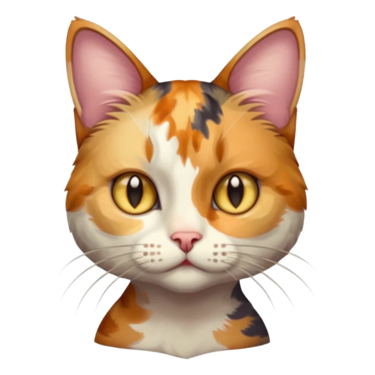 full body anxious looking colourful light calico tabby cat with hazel eyes and very patchy calico fur sticker