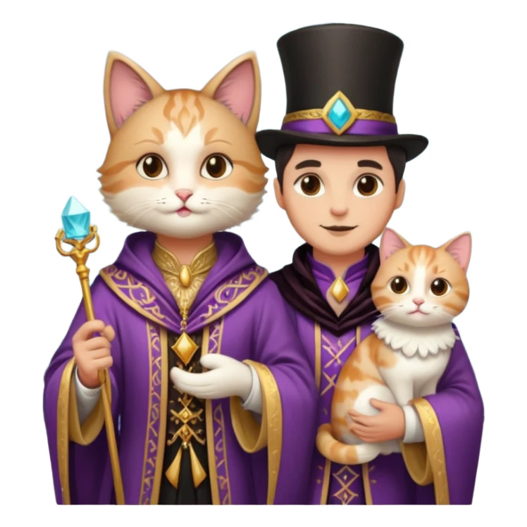 magician couple and their pet cat sticker