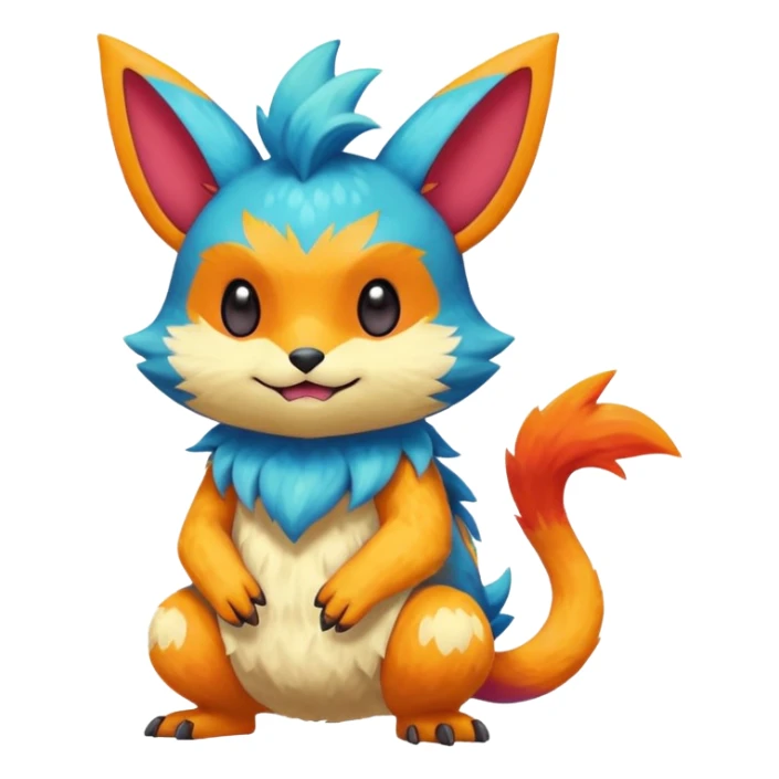 Colorful cute furry anthropomorphic painted Fakémon-Pokémon-creature sticker