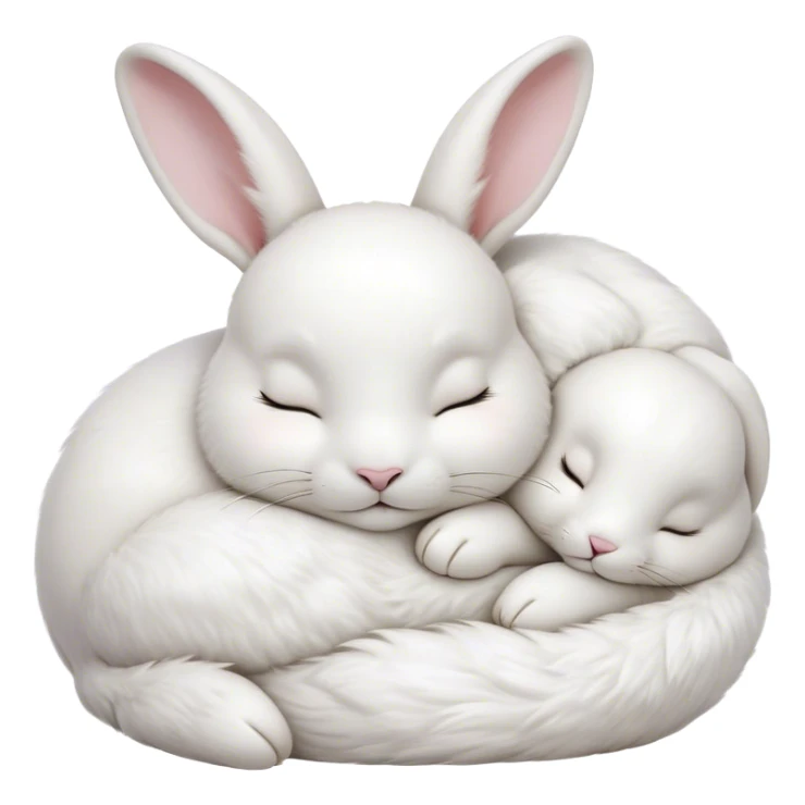 Meme-Worthy Cute Sleeping White Rabbit Portrait Emoji, Head resting peacefully with a contented smile, showcasing a delightfully compact build and a luxuriously soft pure white fur, eyes shut in a serene nap, Simplified yet hilariously adorable features, highly detailed, glowing with a soft, drowsy light, high shine, relaxed and utterly lovable, stylized with an air of playful laziness, bright and heartwarming, soft glowing outline, capturing the essence of a comically sleepy bunny, so meme-worthy it feels like it could instantly become the next viral sensation of adorable slumber! sticker