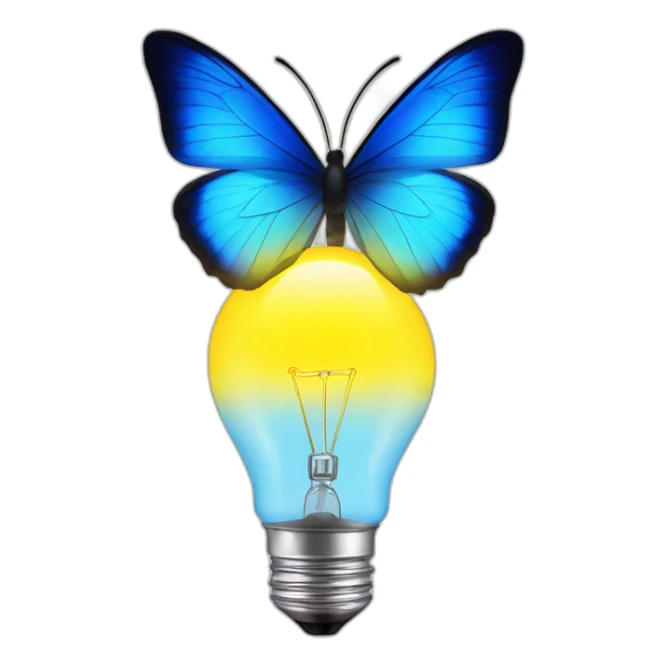 blue butterfly and yellow light bulb sticker