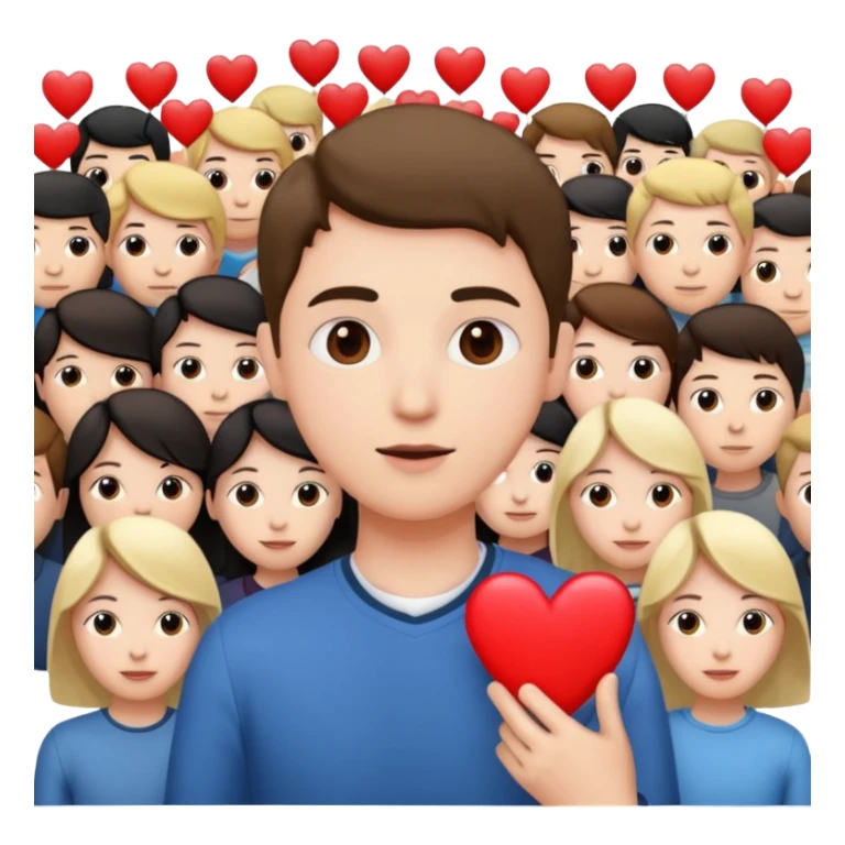 small figure inside a group of people with a heart above sticker