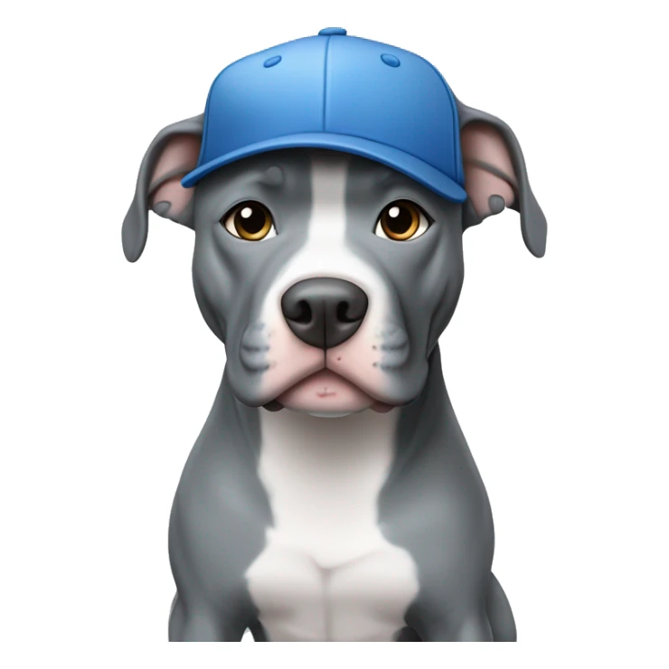 Blue nose pitbull all gray no white in color with blue eyes. Dog must be wearing a baseball hat. Don't generate a body just the head. sticker