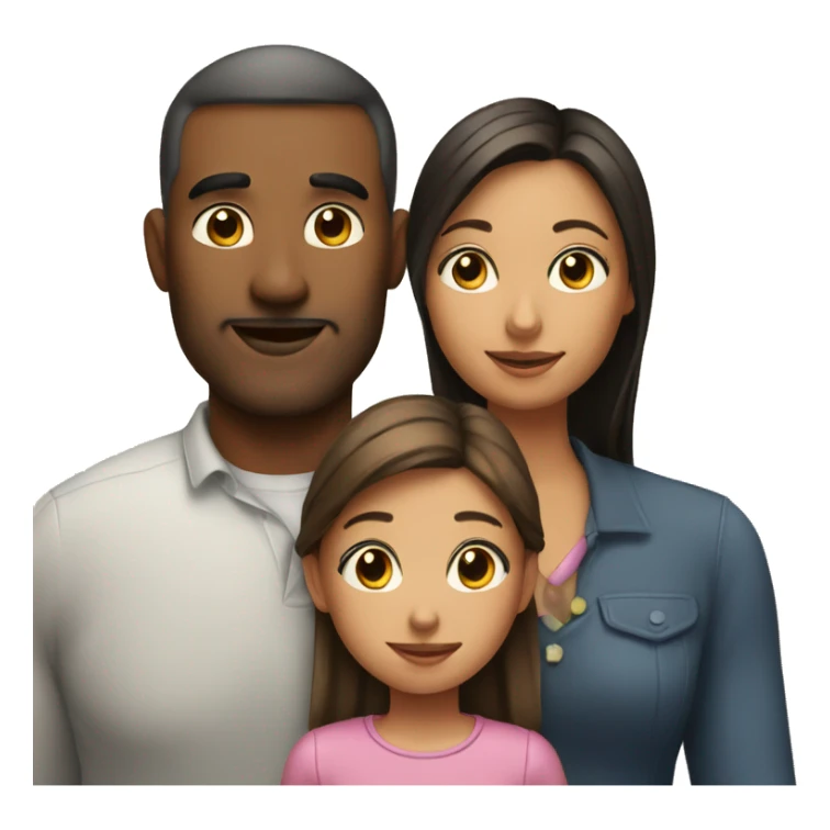 little daughter with mom and dad sticker