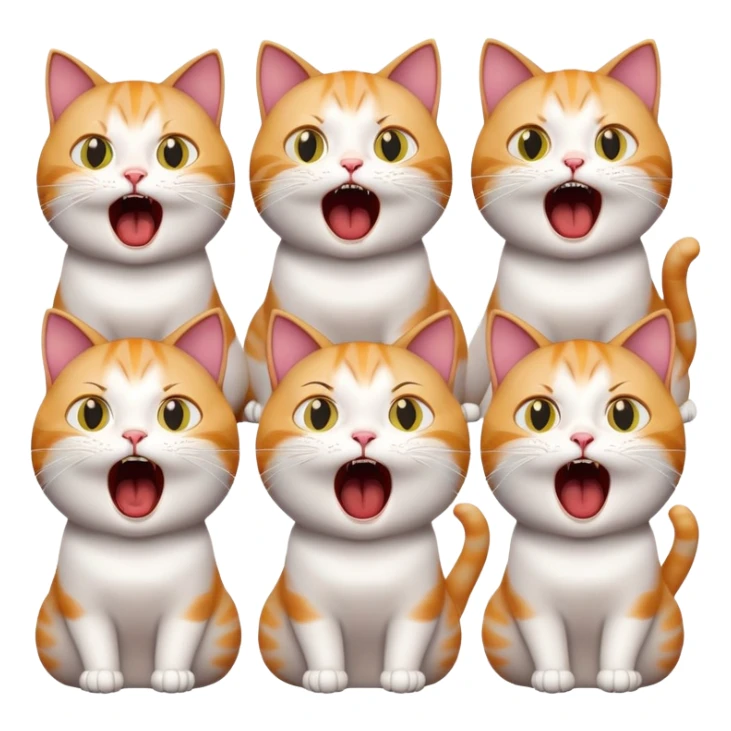 all set of emotions for a cat from meme screaming women sticker