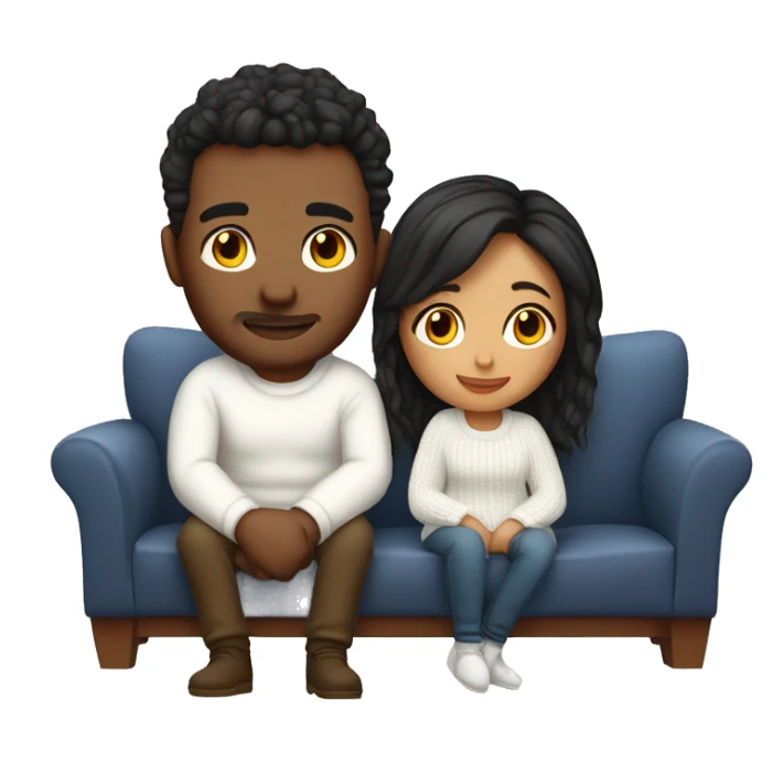 A cute couple cuddle with cozy white sweater on a couch and on bed sticker