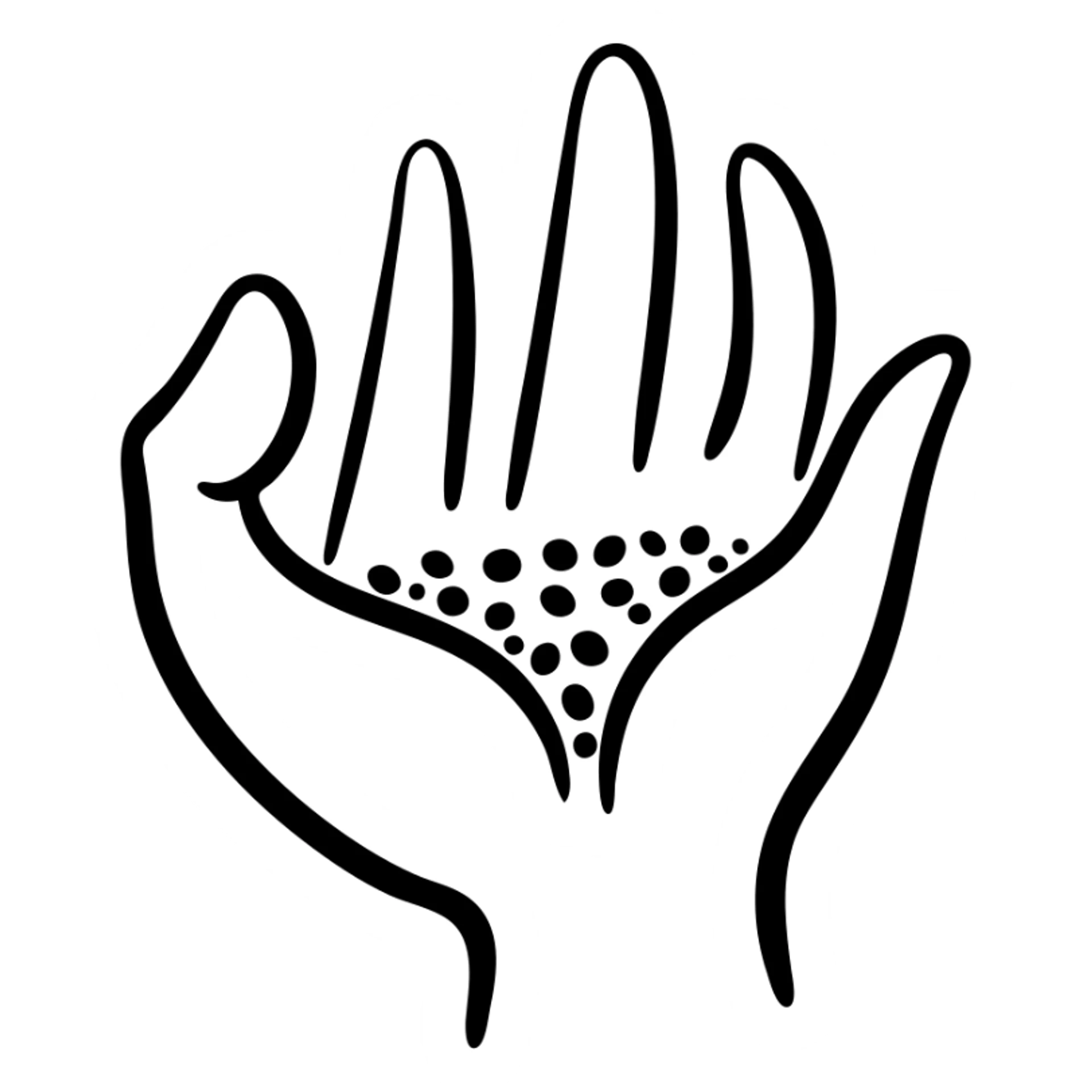 hand with mineral fertilizer granules sticker