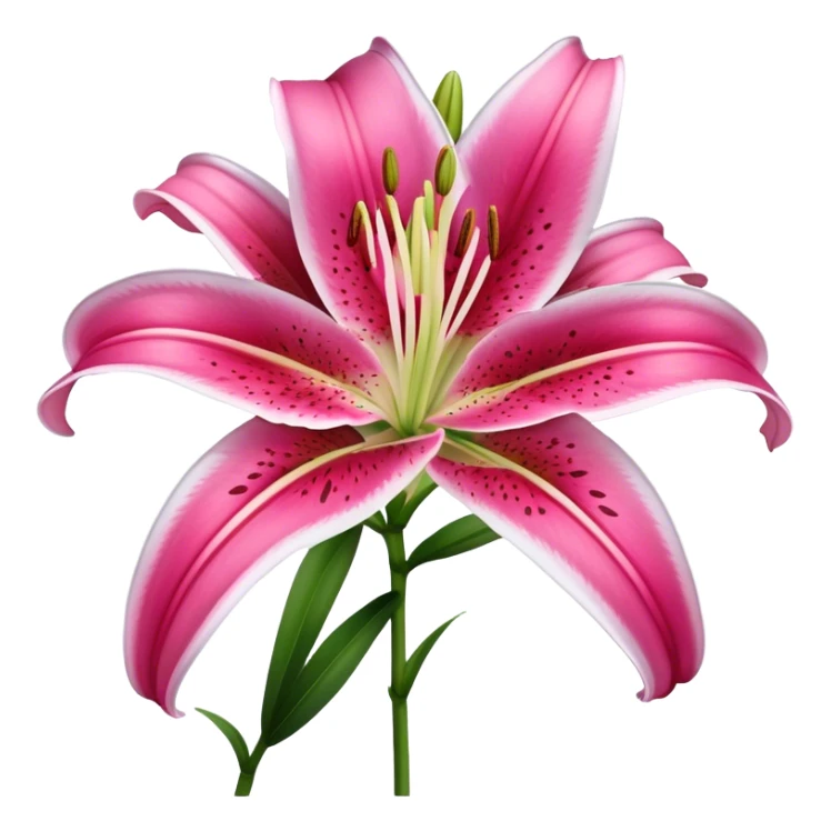 single Deep Pink Oriental Lily with White Edge, straight stem sticker