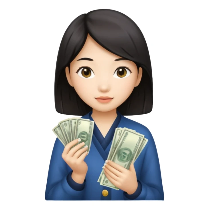 Hot Asian girl with money  sticker