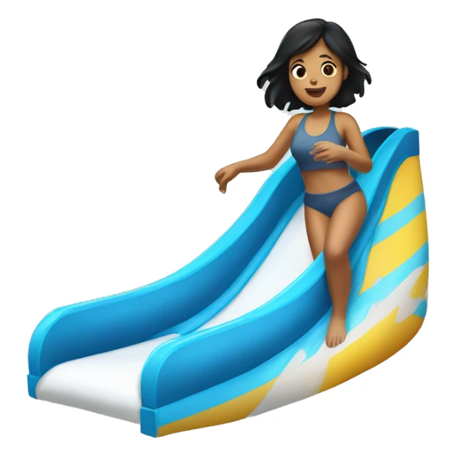 Girl with black hair going down a water slide  sticker