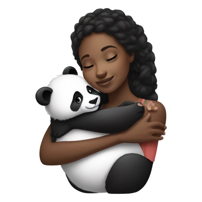 black girl huging panda sticker