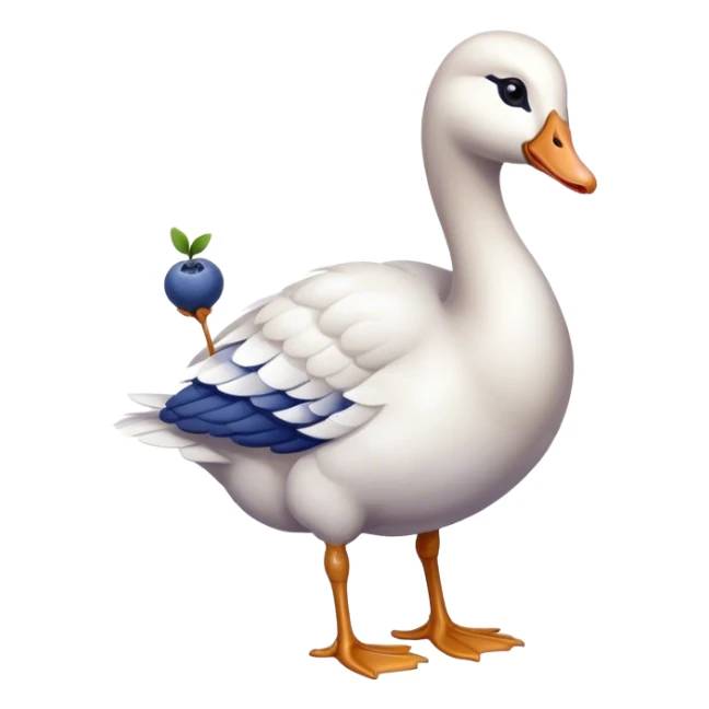 goose holding a blueberry  sticker
