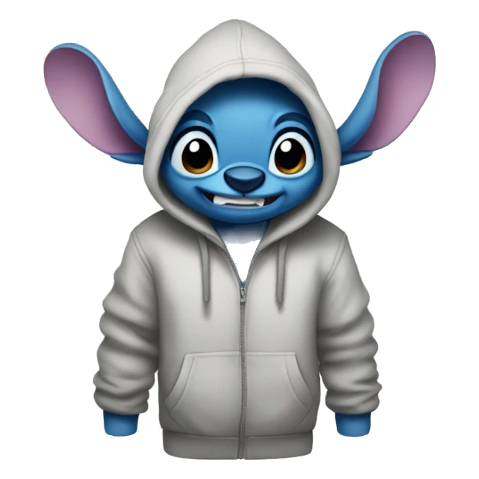 Stitch wearing a hoodie sticker