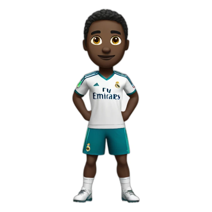 Black skin player with Real Madrid T-shirt with his arms open sticker