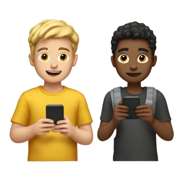 2 boys looking at a phone  sticker