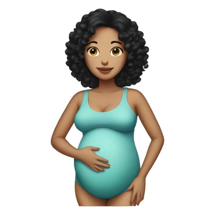 Pregnant woman with black curly hair sticker