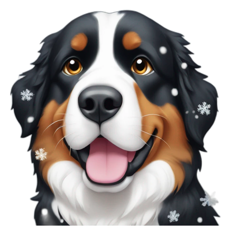 bernese mountain dog under very big snowflakes sticker