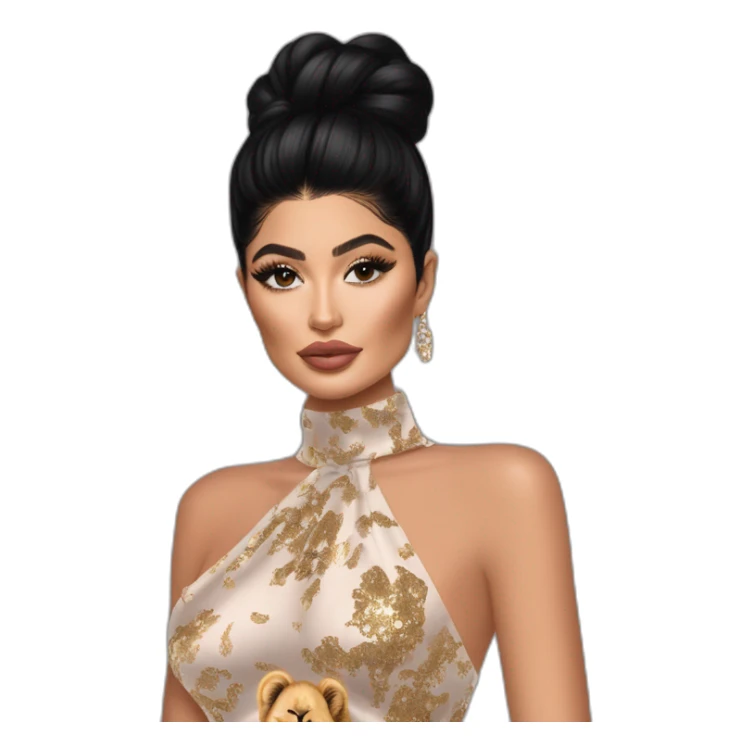 Kylie Jenner wearing a Schiaparelli lion dress sticker