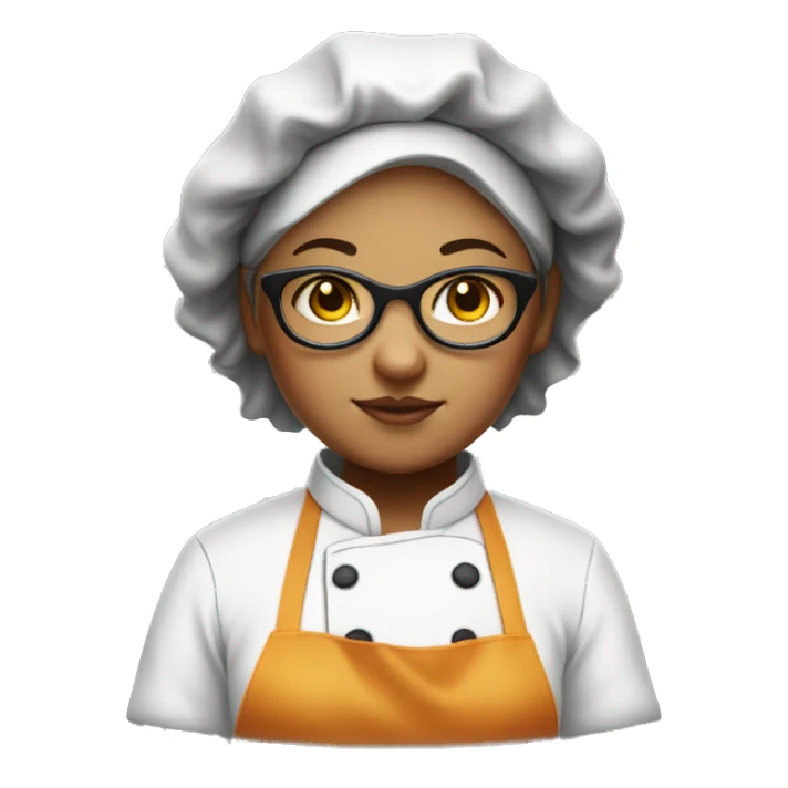 slightly chubby chef girl with glasses and short hair sticker