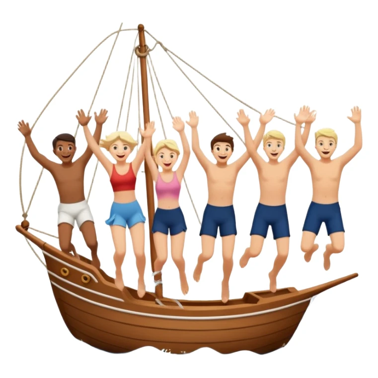 group of people jumping off a sailing ship into the ocean - from the side sticker