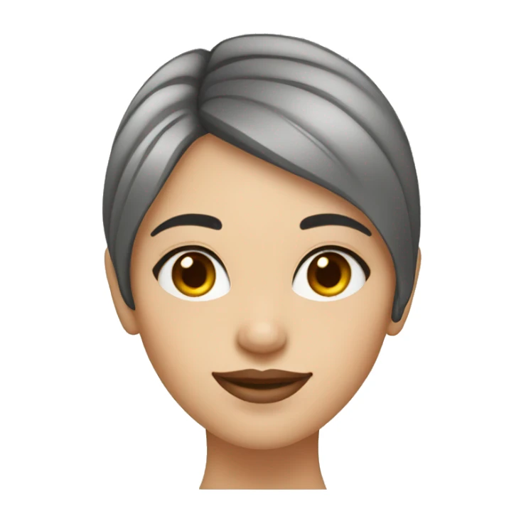 Beautiful girl with short straight darklight hair, thin lips, thin eyebrows, smiling. sticker