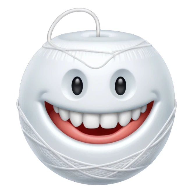 Ball of white dental floss sticker