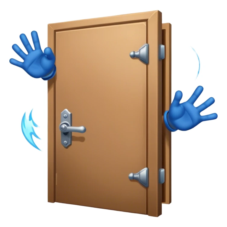 A closed door with a knuckles knocking on it. Because success isn’t about waiting—it’s about knocking until someone answers.blue power magic on knocking sticker