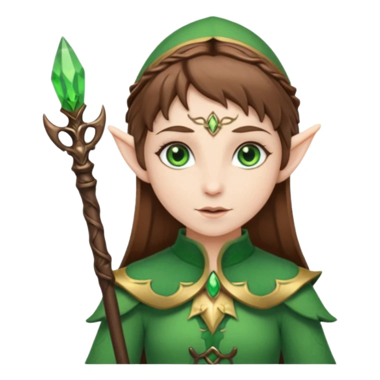 elf with staff brown hair sticker