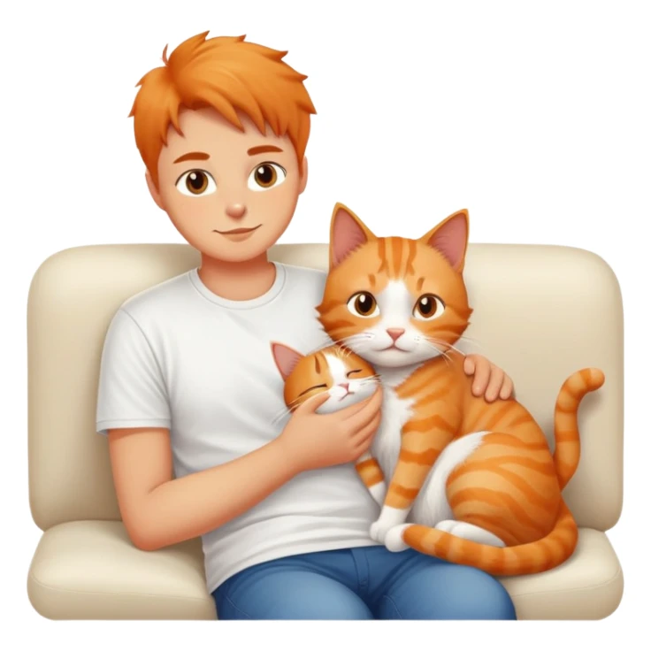 cat and owner relaxing together on sofa sticker
