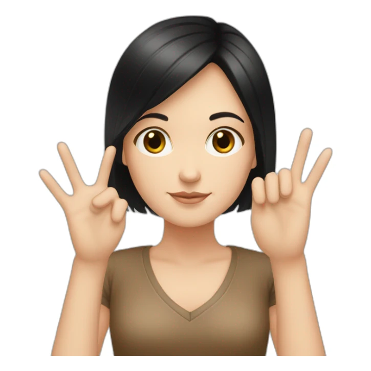 white girl with black hair make peace with hand sticker