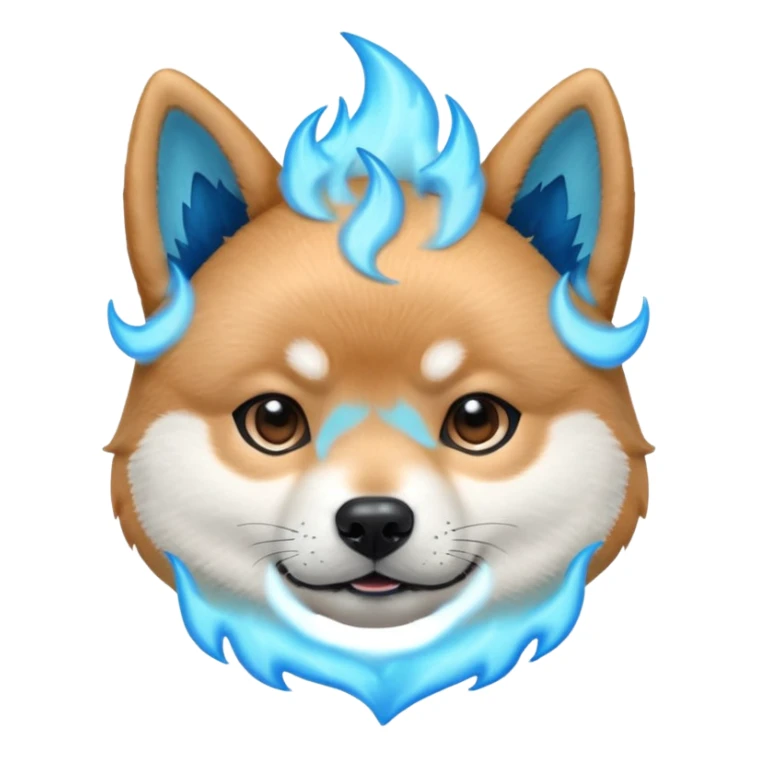 Blue shiba inu head with blue flames sticker