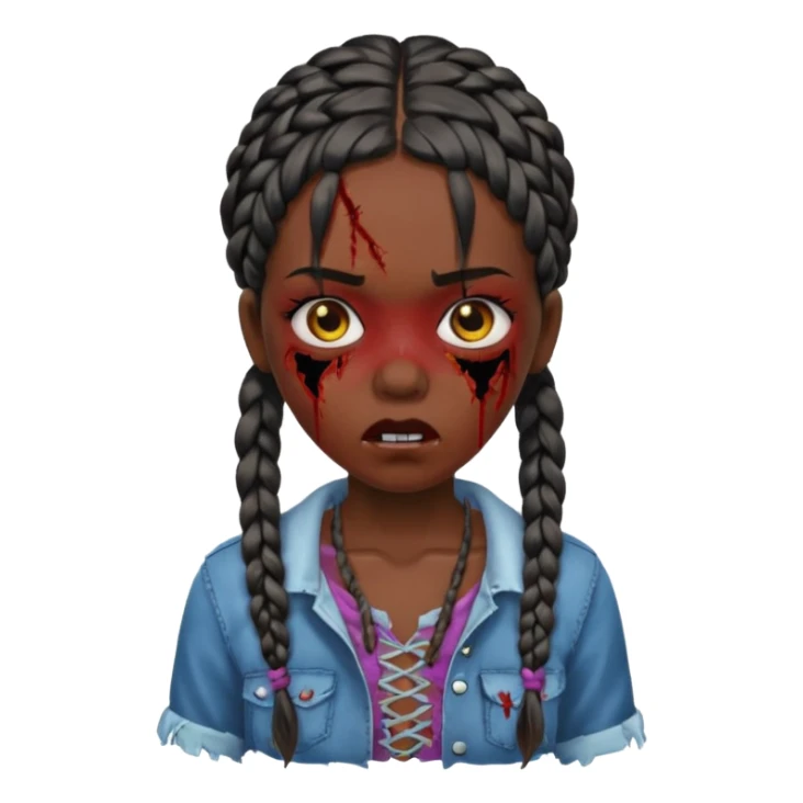swag zombie girl black with braids sticker