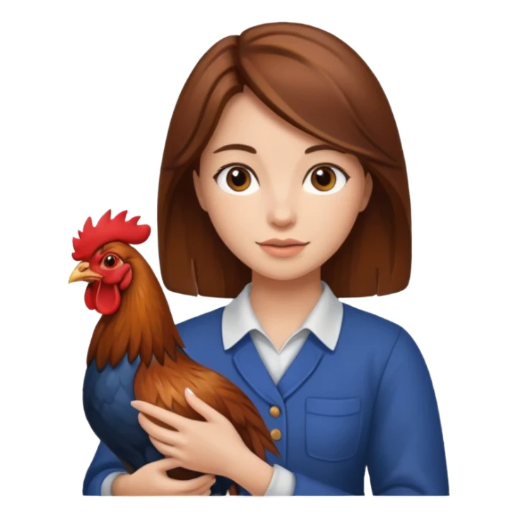 Brown hair Woman holding rooster sticker
