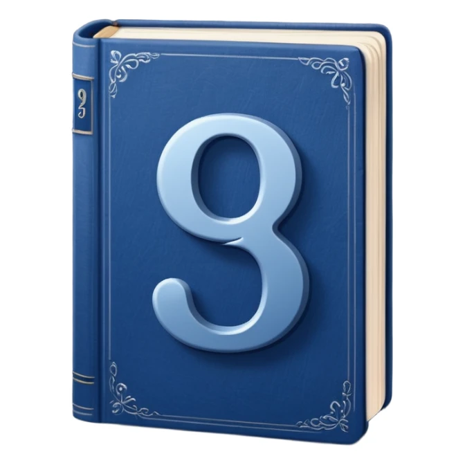 Dark blue book with a number "9" in the cover sticker