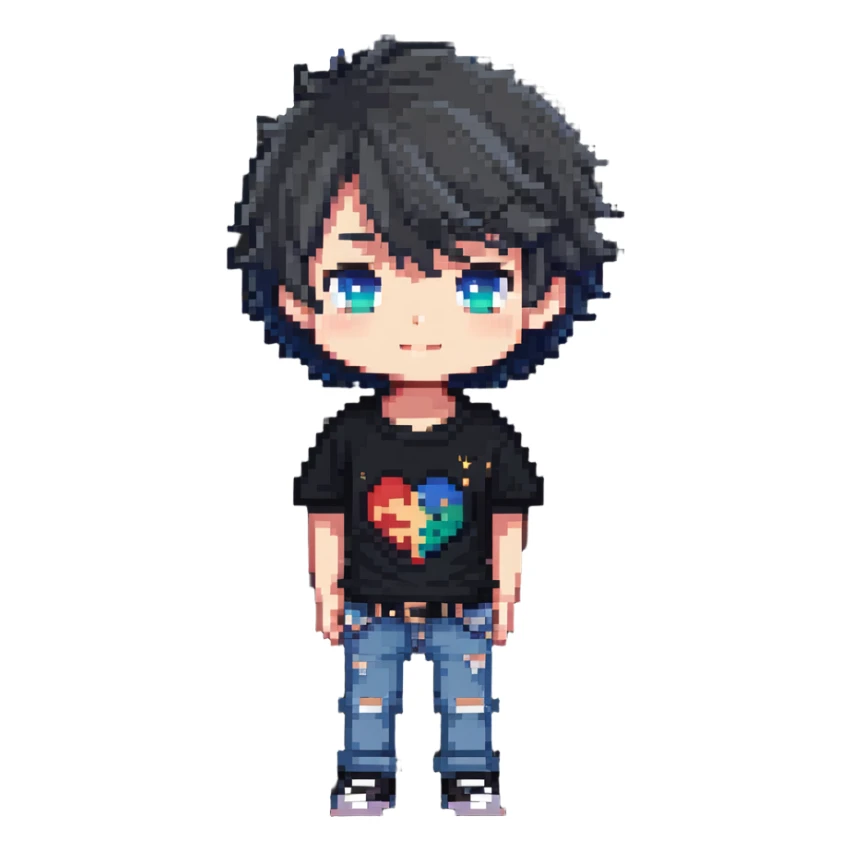 cute chibi boy with t-shirt and jeans sticker
