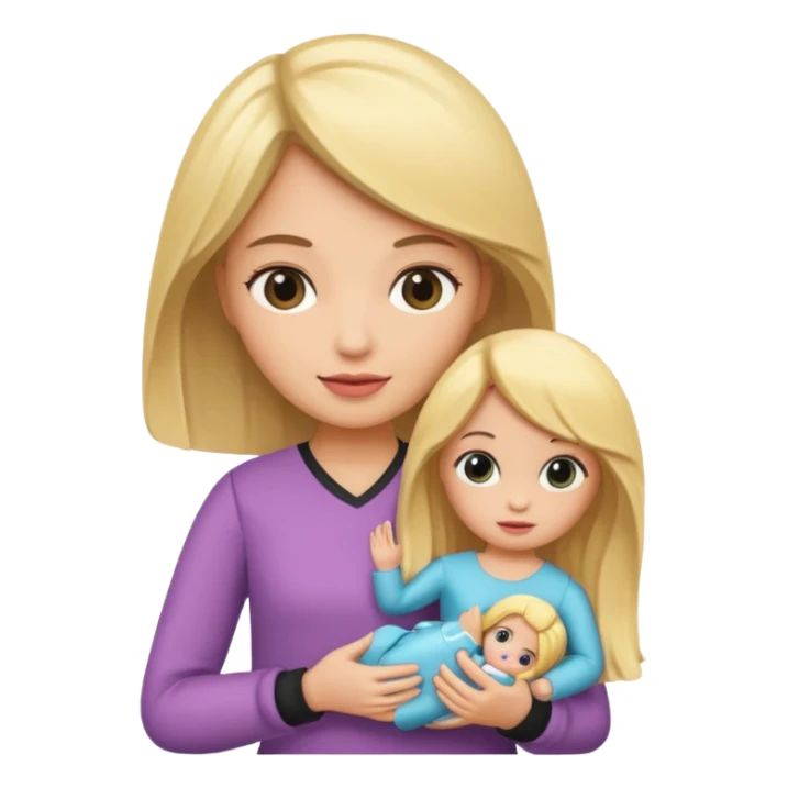 woman holding blonde doll sticker