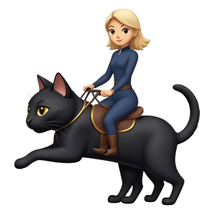 Person riding a giant black cat sticker