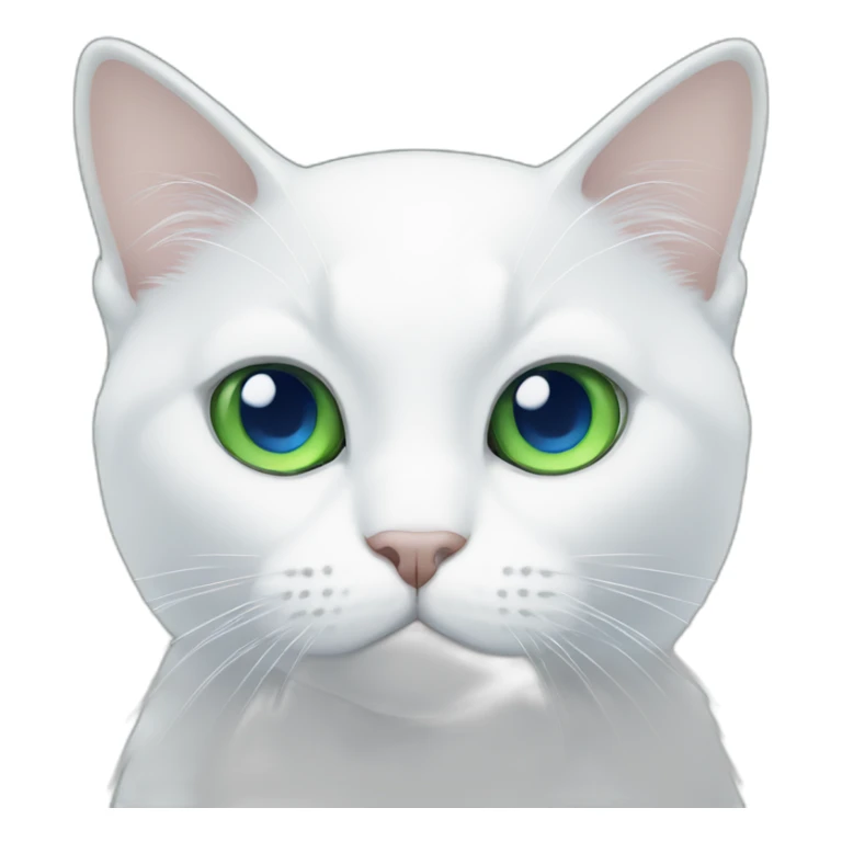 white cat with eyes green and blue sticker