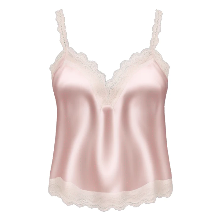 Hyper Realistic isolated side view of a light pink silk lace camisole blouse.  sticker