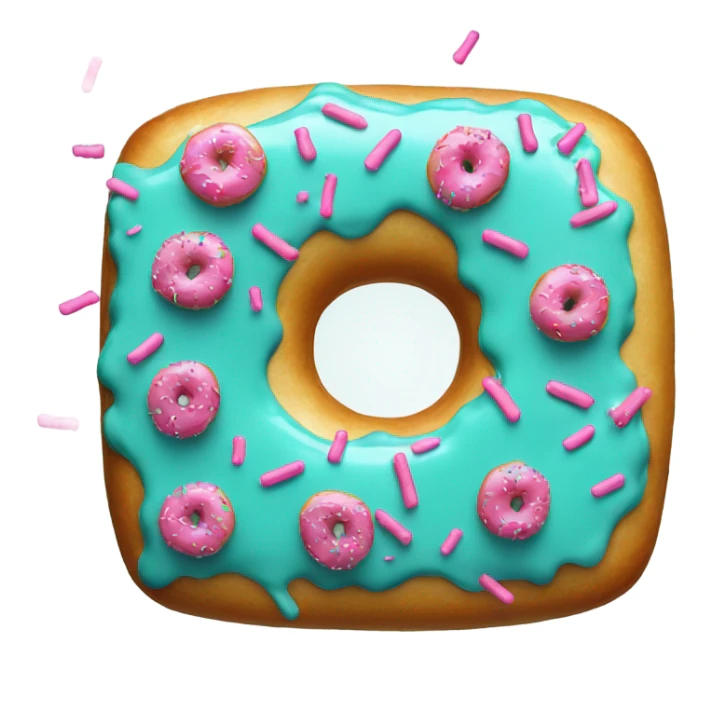 Square donut with teal icing and pink sprinkles sticker