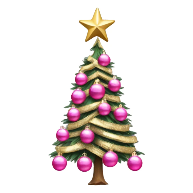 Christmas tree with pink baubles and gold star sticker
