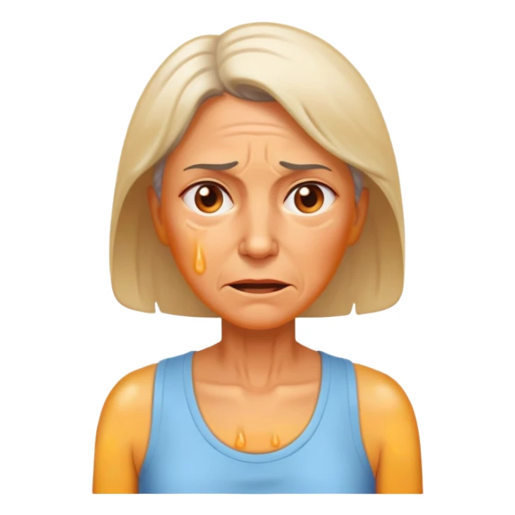 50 year old woman sweating suffering heat  sticker
