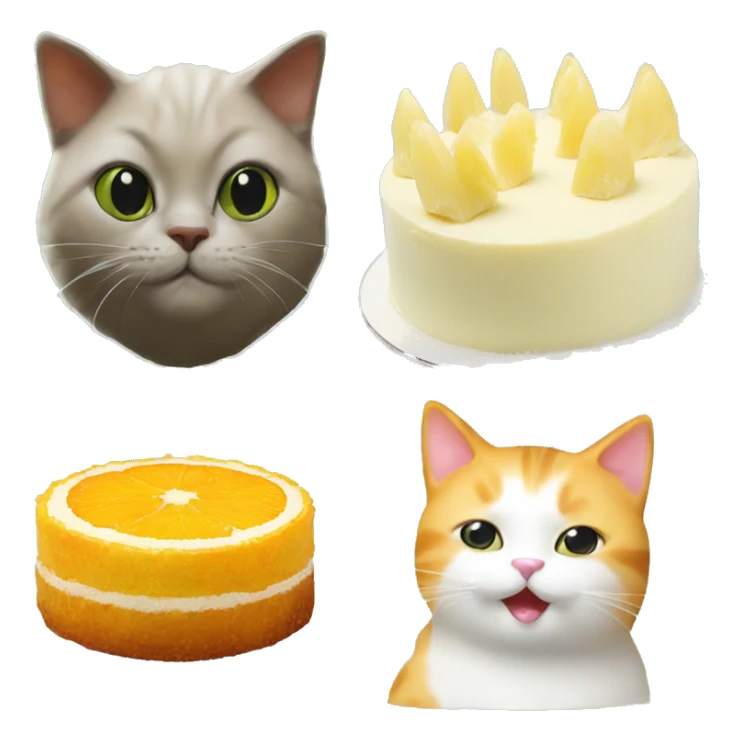 durian cake with one orange cat one white cat sticker