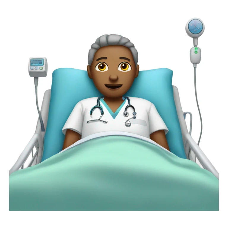 person in a hospital bed sticker